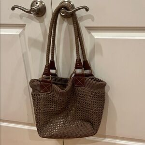 The Sak double strap Brown Woven Tote Shoulder bag for spring